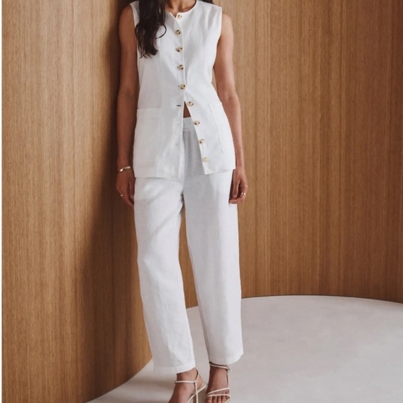 Quince Pants - Quince 100% European Linen Pants White Sz X-Large Elastic Waist Relaxed Fit